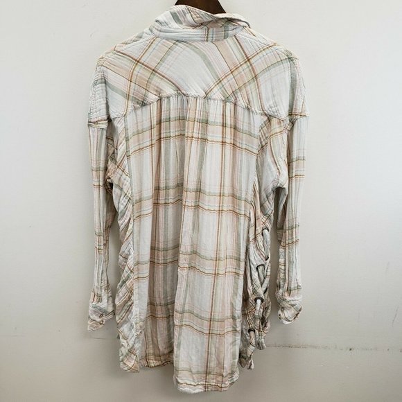 Free People Womens Ivory Nordic Day Button Up Tunic Top Size M Long Sleeve Boho - Picture 2 of 8